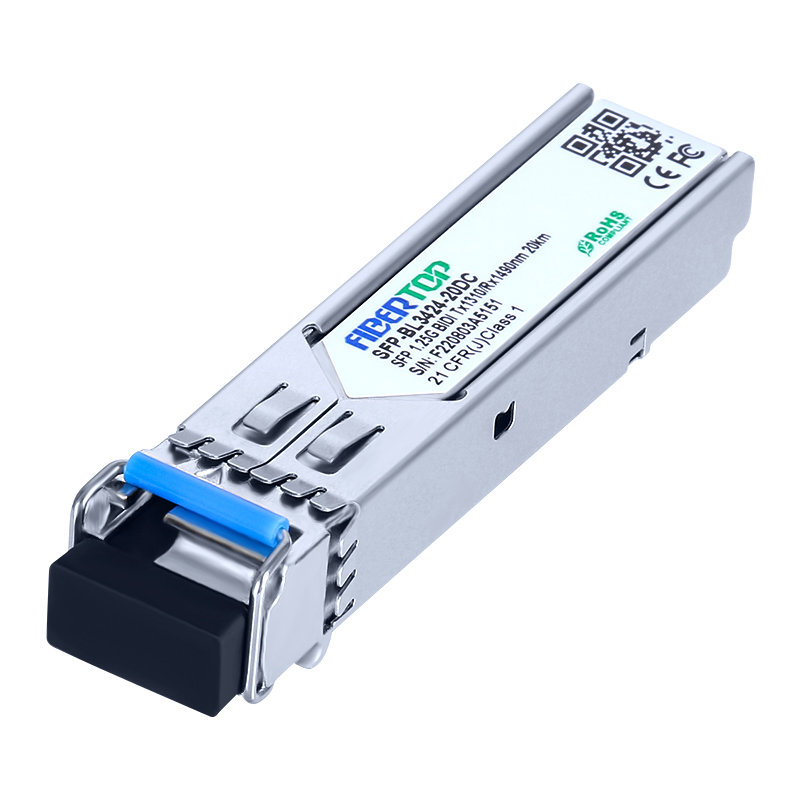 Émetteur-récepteur SFP BIDI 1000Base-BX compatible Juniper® SFP-GE20KT13R14 SMF 1310 nm Tx/1490 nm Rx 20 km LC DOM unique