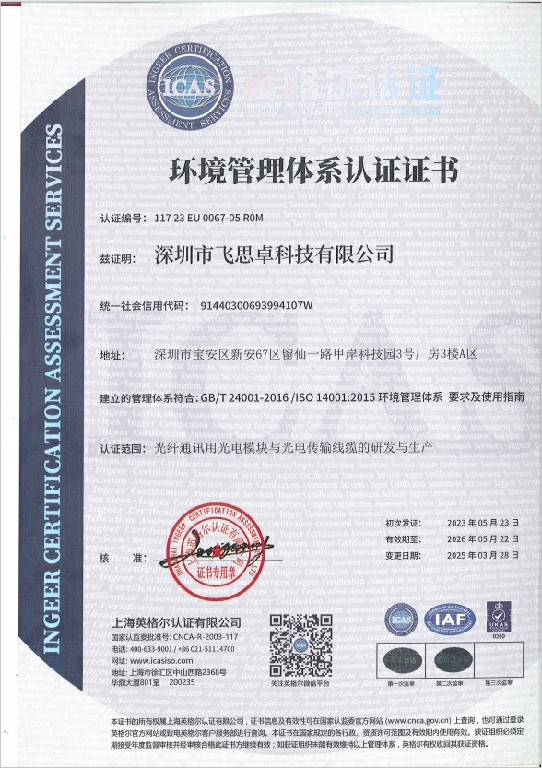 FIBERTOP passed the ISO 14001:2015  Environmental